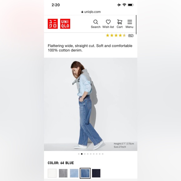 Uniqlo Blue Baggy Jeans US26 - Picture 1 of 5